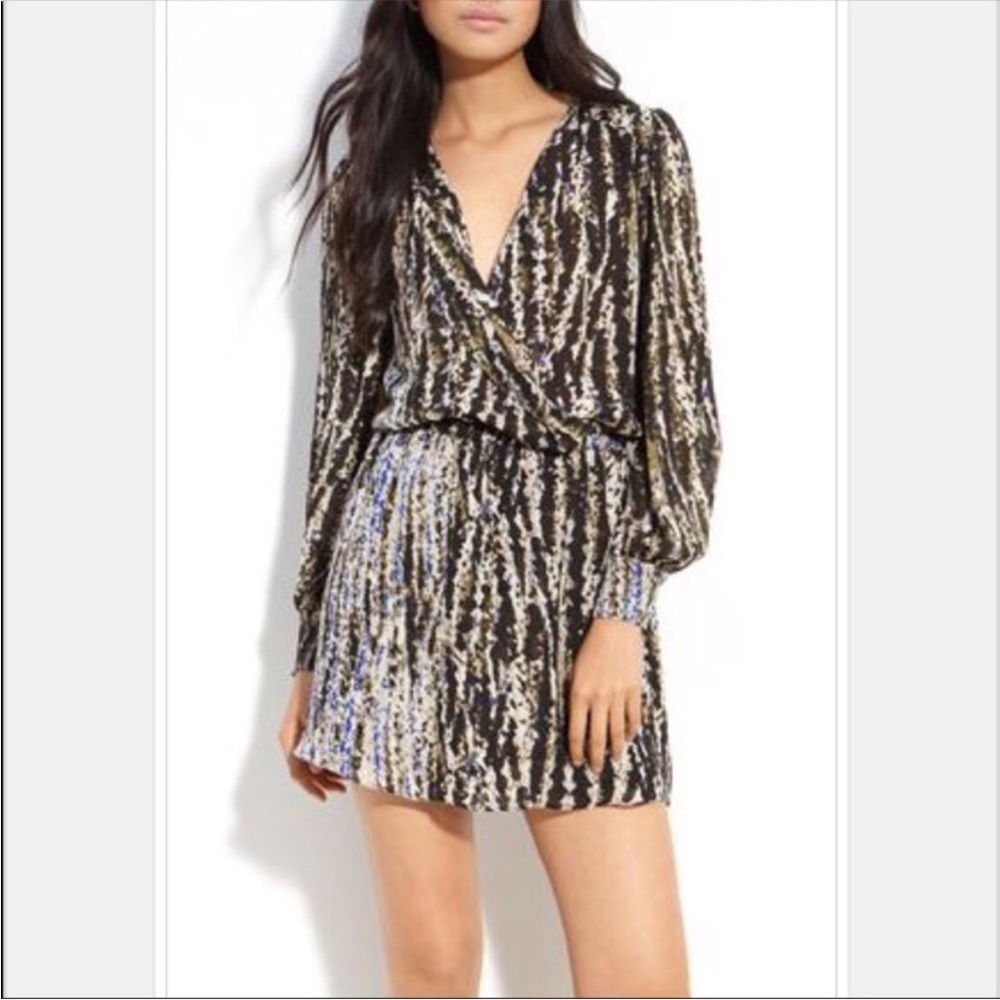 Parker Silk Long Sleeve Multicolored Dress Size XS